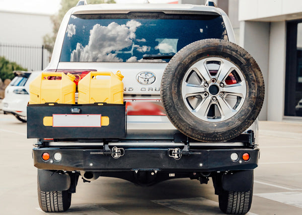 DOBINSONS REAR BAR - TOYOTA LANDCRUISER 300 SERIES WITH JERRY CAN HOLDER AND SINGLE TIRE CARRIER